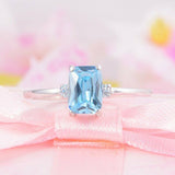 2ct Emerald Blue Aquamarine Engagement Ring Diamond Trilogy 14k White Gold Over