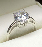 1.6ct Engagement Ring Round Cut Diamond Solitaire Women 14k White Gold Finish