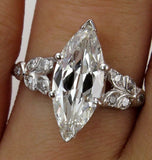 4Ct Marquise Cut Diamond Vintage Art Deco Engagement Ring 14K White Gold Finish