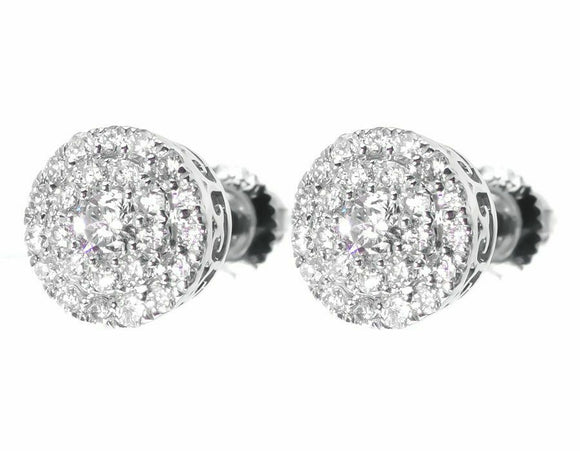 0.33ct Round Cut VVS1D Diamond Cluster Stud Earrings Women 14k White Gold Finish