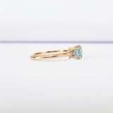 0.75ct Round Cut Blue Aquamarine Diamond Floral Leaf Ring 14k Rose Gold Finish