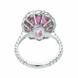 4Ct Oval Pink Sapphire Diamond Halo Cocktail Engagement Ring 14K White Gold Over