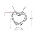 1.2ct Round Cut Diamond Pendant with Chain Double Heart Shape 14k WhiteGold Over