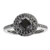 2ct Round Cut Black Diamond Engagement Ring Double Halo 14k Black Gold Finish