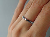 Star Cluster Stackable Wedding Band Ring 14k White Gold Finish