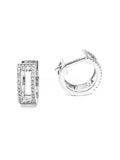 1ct Round Cut Moissanite Stylish Halo Huggies Earrings 14k White Gold Plated