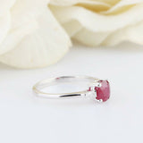 1.5ct Cushion Cut Pink Ruby Baguette Accents Trilogy Ring 14k White Gold Finish