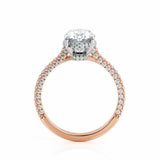 2ct Oval Cut Diamond Hidden Halo Engagement Ring 14k Rose Gold Over Round Accent