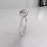 3ct Emerald Diamond Engagement Ring Round Accent Solitaire 14k White Gold Finish