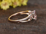 1.2ct Oval Cut Peach Morganite Engagement Ring 14k Rose Gold Finish Split Shank