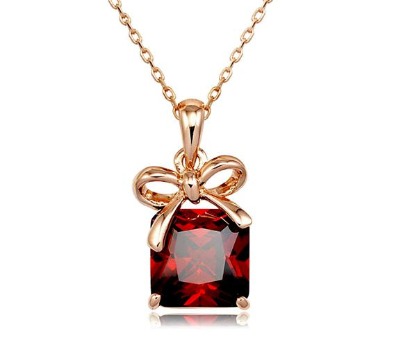 1Ct Cushion Cut Red Garnet Solitaire Women Pendant 14K Rose Gold Finish NO CHAIN