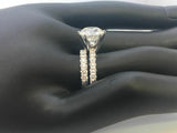 4Ct Round Cut Diamond Bridal Set Band Solitaire with Accents 14K White Gold Over