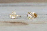 1ct Round Cut VVS1D Diamond Cluster Heart Stud Earrings 14k Yellow Gold Finish