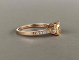 2ct Oval Cut Yellow Sapphire Three Stone Engagement Ring 14k Rose Gold Finish