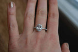 1.6ct Engagement Ring Oval Cut Diamond Accent Halo Design 14k White Gold Finish