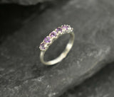 1ct Wedding Ring Band Round Cut Purple Amethyst Stackable 14k White Gold Finish