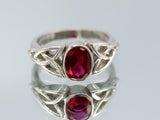 2ct Oval Cut Pink Ruby Engagement Ring Celtic Trinity Knot 14k White Gold Finish