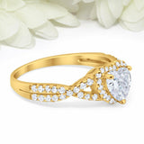 3.5Ct Heart Cut Diamond Split Band Halo Engagement Ring 14K Yellow Gold Finish