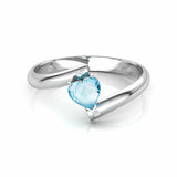 1Ct Heart Cut Blue Aquamarine Diamond ByPass Engagement Ring 14K White Gold Over