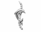 0.2ct Round Cut Diamond Dolphin Design Pendant 14k White Gold Finish NO CHAIN