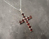 1.55ct Red Garnet Pendant Round Cut Holy Cross 14k White Gold Finish NO CHAIN