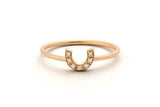 Horseshoe Engagement Ring 0.5ct Round Cut VVS1D Diamond 14k Yellow Gold Finish