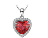 2.2ct Pink Ruby Pendant Heart Cut Halo Cluster 14k White Gold Finish NO CHAIN