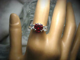 2.2ct Round Cut Pink Ruby Diamond Trilogy Engagement Ring 14k White Gold Finish