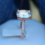 2ct Oval Cut VVS1 Diamond Gatsby Solitaire Engagement Ring 14k Rose Gold Finish