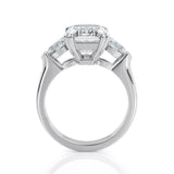 3ct Emerald Cut Diamond Engagement Ring Pear Accents Trilogy 14k White Gold Over