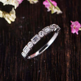 Half Eternity Wedding Ring Band 1.5ct Baguette Cut Diamond 14k White Gold Finish