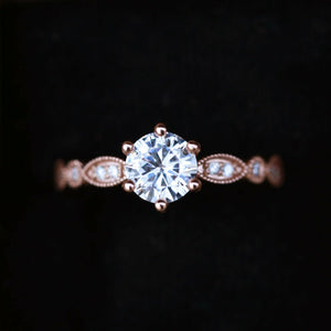 1.4ct Round Cut Diamond Engagement Ring 14k Rose Gold Finish Accents Solitaire