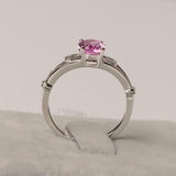 1ct Engagement Ring Oval Cut Pink Sapphire Heart Split Shank 14k White Gold Over