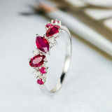 2.4ct Multi Cut Pink Ruby Engagement Ring Cluster Promise 14k White Gold Finish