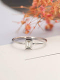 Bezel Set Minimalist Engagement Ring 0.6ct Baguette Diamond 14k White Gold Over