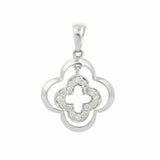 1.5ct Diamond Pendant Round Cut Cross Floral 14k White Gold Finish NO CHAIN