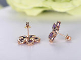 1ct PearCut Purple Amethyst Royal Floral Stud Earring Women 14k Rose Gold Finish