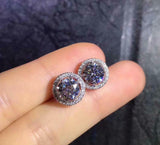 2.3ct Stud Earrings Round Cut Diamond Halo Design 14k White Gold Finish