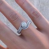 2ct Round Diamond Engagement Ring Swirl Solitaire Bridal Set 14k White Gold Over