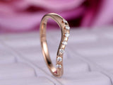 0.4ct Round Cut Diamond Wedding Ring Band Curved Stackable 14k Rose Gold Finish