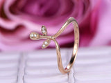 0.5ct Round Cut Diamond Engagement Ring Floral Leaf Design 14k Rose Gold Finish