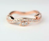 1ct Wedding Ring Band Round Cut Diamond Leaf Wave Eternity 14k Rose Gold Finish