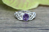 2ct Oval Purple Amethyst Engagement Ring Celtic Double Knot 14k White Gold Over