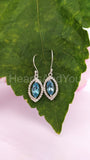 2ct Marquise Simulated Blue Aquamarine Halo Dangle Earrings 14k WhiteGold Plated