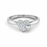 1Ct Round Cut VVS1 Diamond Dual Heart Love Engagement Ring 14K White Gold Finish