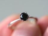 1ct Engagement Ring Round Black Diamond 6 Prong Solitaire 14k White Gold Finish