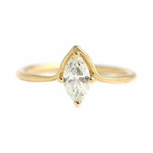 1ct Marquise Cut Diamond Engagement Ring 14k Yellow Gold Finish Curved Solitaire