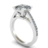 3ct Princess Cut Diamond Solitaire Accent Engagement Ring 14k White Gold Finish