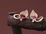 1.5ct Pear Cut Pink Ruby Stylish Leaf Petal Stud Earrings 14k Rose Gold Finish