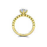 Solitaire with Round Accents Ring 2.25ct Oval Cut Diamond 14k Yellow Gold Finish